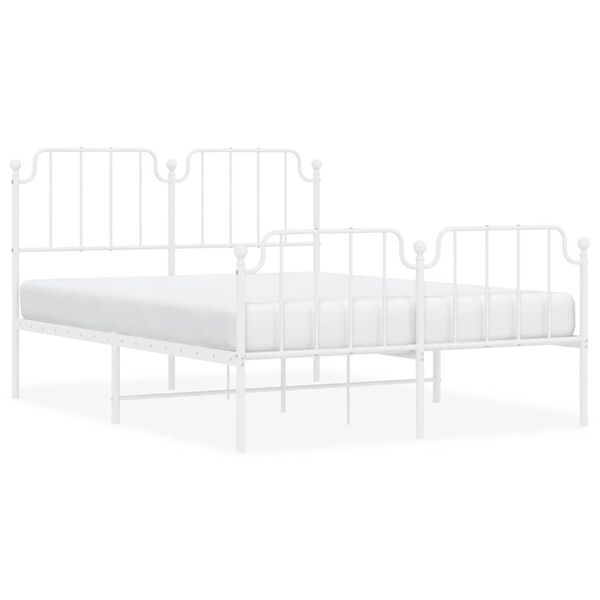 vidaXL Estrutura de cama com cabeceira e pés 150x200 cm metal branco