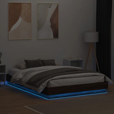 vidaXL Estrutura de cama com luzes LED 120x200 cm carvalho castanho