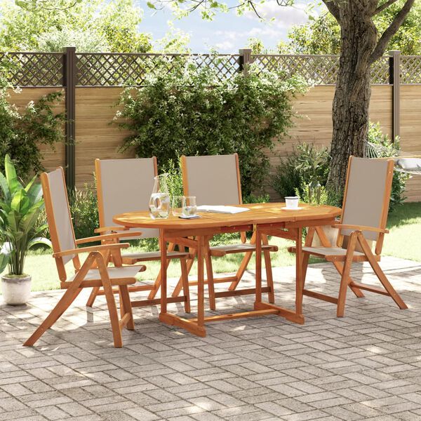 vidaXL 5 pcs conjunto de jantar para jardim ac&aacute;cia maci&ccedil;a e textilene