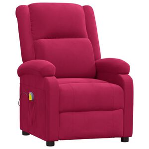 vidaXL Poltrona de massagens veludo vermelho tinto