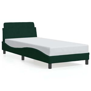 vidaXL Estrutura de cama Dover 90x200 cm veludo verde-escuro