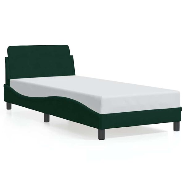 vidaXL Estrutura de cama Dover 90x200 cm veludo verde-escuro