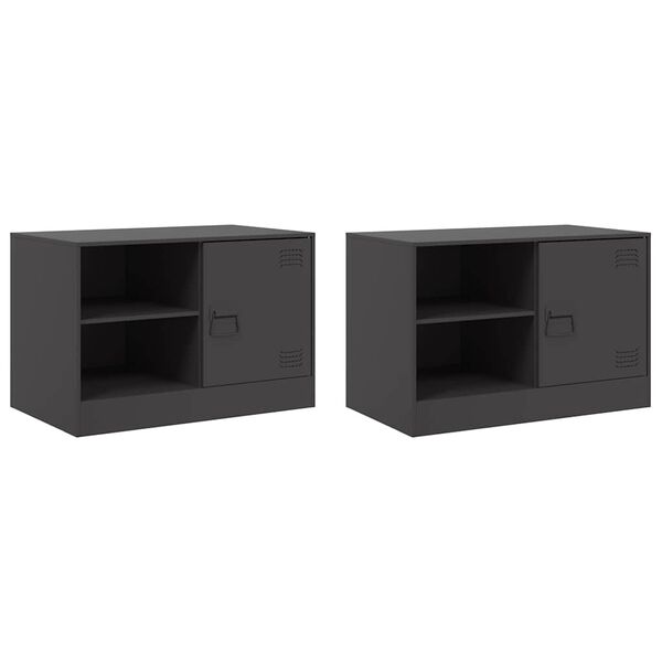 vidaXL M&oacute;veis de TV 2 pcs 67x39x44 cm a&ccedil;o preto
