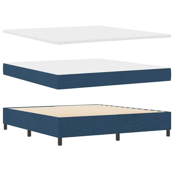 vidaXL Cama Box com cabeceira Azul 180 x 200 cm tecido
