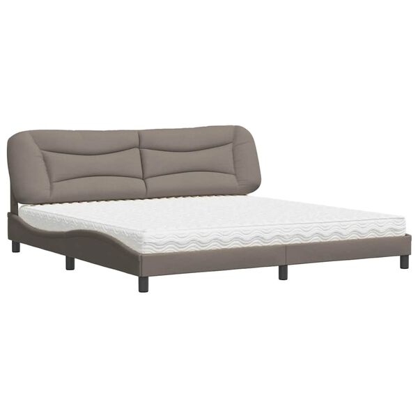 vidaXL Cama com colch&atilde;o Hvar 200x200 cm tecido cinzento-acastanhado