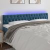 vidaXL Cabeceira de cama c/ luzes LED veludo 200x7x78/88cm azul-escuro