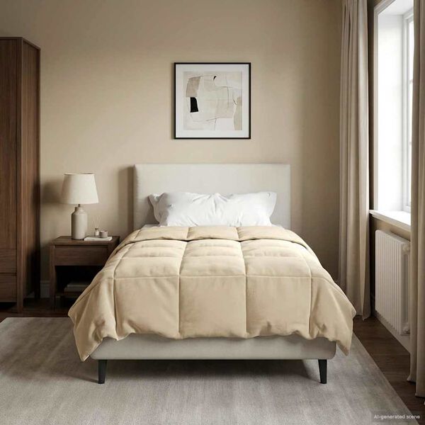 vidaXL Edredom de Inverno Colchonete Creme 155 x 200 cm Microfibra