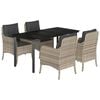 vidaXL 5 pcs conjunto de jantar p/ jardim c/ almofad&otilde;es cinzento claro