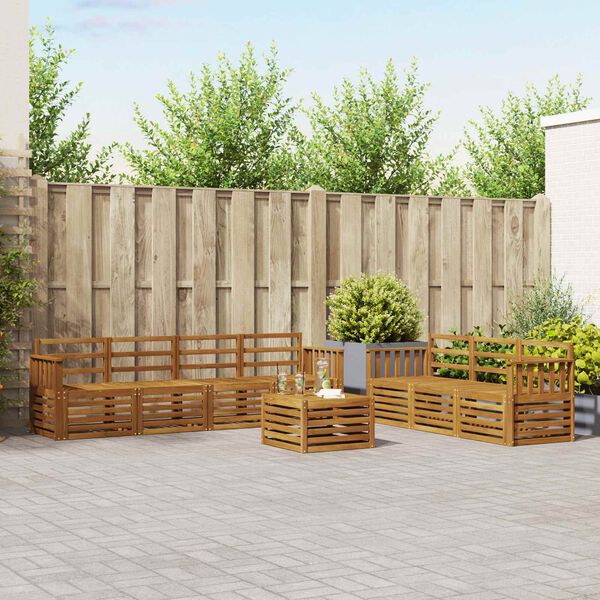 vidaXL Conjuntos de sof&aacute;s 8 pcs Natural Madeira S&oacute;lida de Ac&aacute;cia