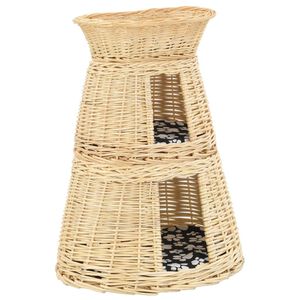 vidaXL 3 pcs cestos p/ gatos + almofad&otilde;es 47x34x60cm salgueiro natural