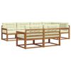 vidaXL Conjunto de Sof&aacute;s para Exterior 7 pcs Natural e Creme