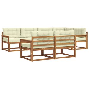 vidaXL Conjunto de Sof&aacute;s para Exterior 7 pcs Natural e Creme