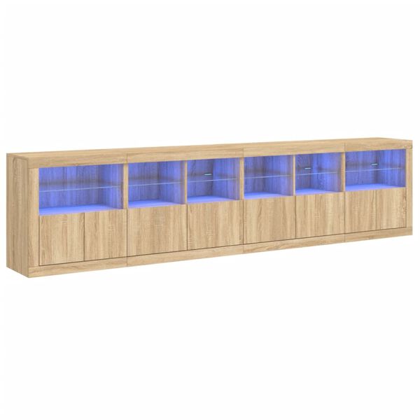 vidaXL Aparador com luzes LED 283x37x67 cm carvalho sonoma