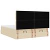 vidaXL Estrutura de cama otomana com colch&otilde;es tecido creme 180x200cm