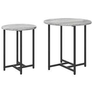 vidaXL Conjunto de mesas de apoio 2 unid. Sonoma Cinza e Preto