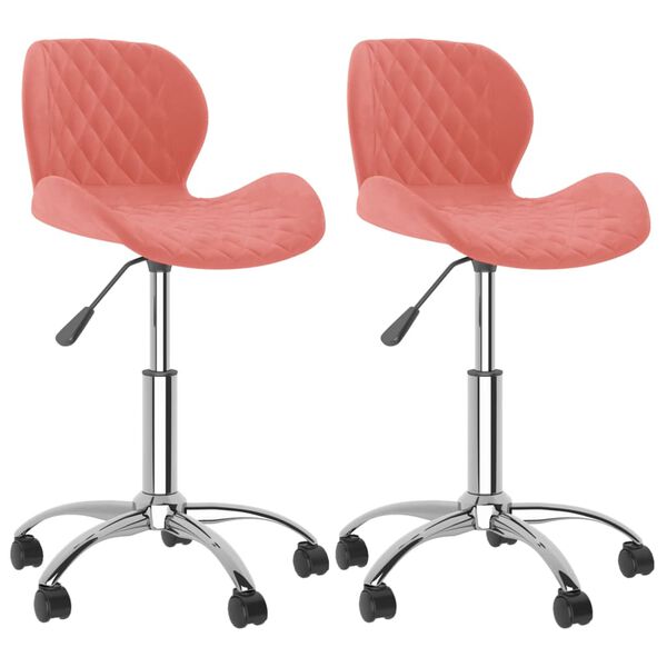 vidaXL Cadeiras de jantar girat&oacute;rias 2 pcs veludo rosa