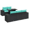 vidaXL 6 pcs conjunto sof&aacute;s jardim c/ almofad&otilde;es vime PE/ac&aacute;cia preto