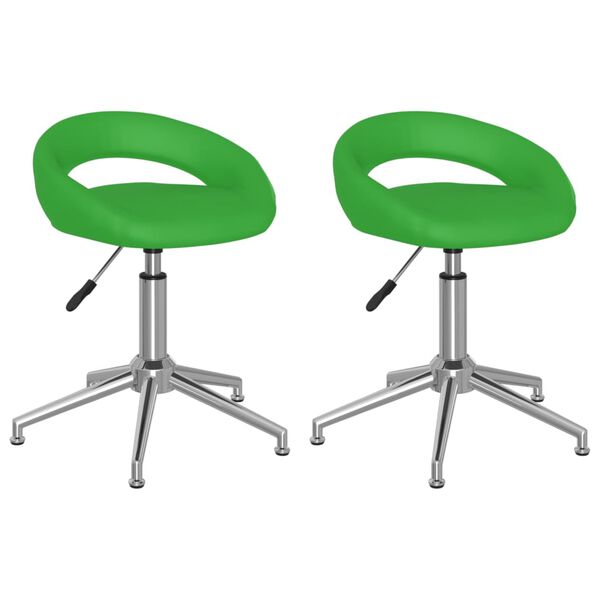 vidaXL Cadeiras de jantar girat&oacute;rias 2 pcs couro artificial verde