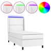 vidaXL Cama box spring c/colch&atilde;o/LED 100x200cm couro artificial branco