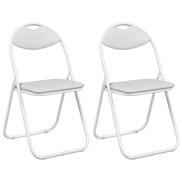 vidaXL Cadeira Dobr&aacute;vel 2 pcs Branco 48 x 43,5 x 81 cm Couro Sint&eacute;tico