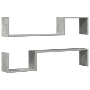 vidaXL Estantes de parede 2 pcs derivados de madeira cinza cimento
