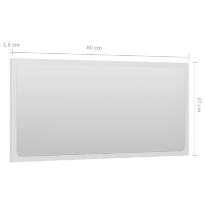 vidaXL Espelho de casa de banho 80x1,5x37 cm contrap. branco brilhante