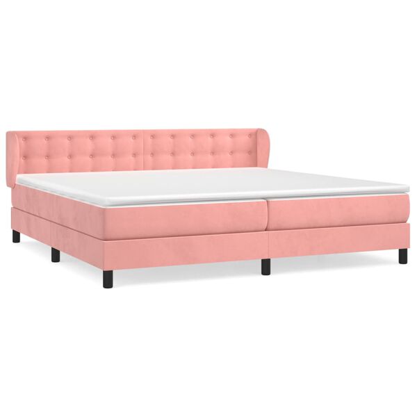 vidaXL Cama com molas/colch&atilde;o 200x200 cm veludo rosa