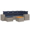 vidaXL Conjunto de sof&aacute; de jardim com 7 pe&ccedil;as e almofadas em rattan sint&eacute;tico cinza