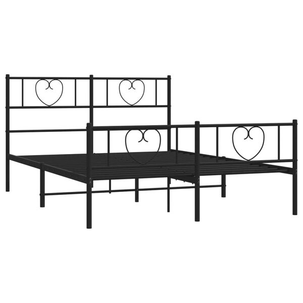vidaXL Estrutura de cama com cabeceira e p&eacute;s 120x200 cm metal preto