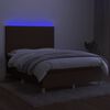 vidaXL Cama box spring c/ colch&atilde;o/LED 140x190cm tecido castanho-escuro