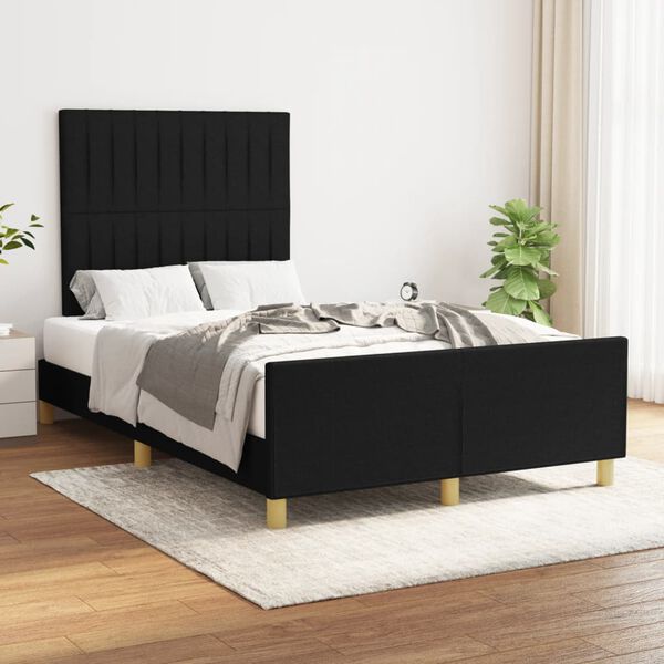 vidaXL Estrutura de cama sem colch&atilde;o 120x200 cm tecido preto