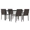 vidaXL 5 pcs conjunto de jantar p/ jardim c/ almofad&otilde;es vime PE e a&ccedil;o