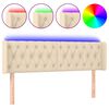 vidaXL Cabeceira de cama c/ luzes LED tecido 163x16x78/88 cm cor creme