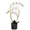 vidaXL Planta de Orqu&iacute;dea Artificial com Vaso Branco 45 x 15 x 65 cm