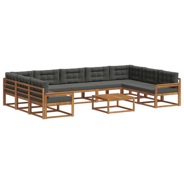 vidaXL Conjunto de Sof&aacute;s para Exterior 10 pcs Natural e Antracite