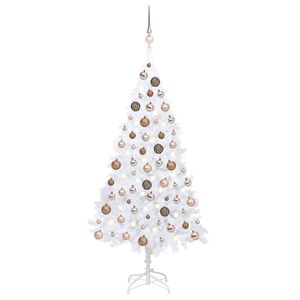 vidaXL &Aacute;rvore Natal artificial pr&eacute;-iluminada c/ bolas 120cm PVC branco