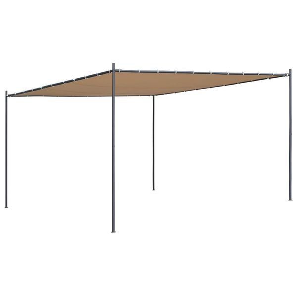 vidaXL Gazebo com telhado inclinado 400x400x270 cm 180 g/m&sup2; bege