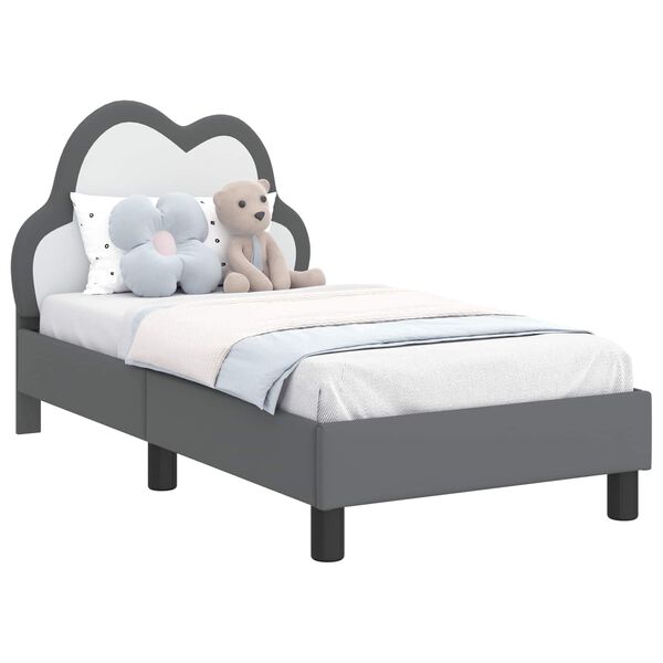 vidaXL Estrutura de Cama para Crian&ccedil;a com Cabeceira Cinzento-claro PU