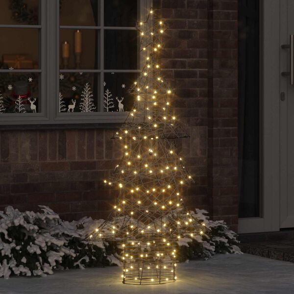 vidaXL &Aacute;rvore de Natal com 160 LEDs Branco quente 150 cm Vime
