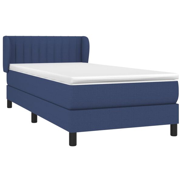 vidaXL Cama com molas/colch&atilde;o 90x190 cm tecido azul