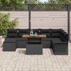 vidaXL Conjunto de Sof&aacute; de Jardim com almofada 9 pcs Preto