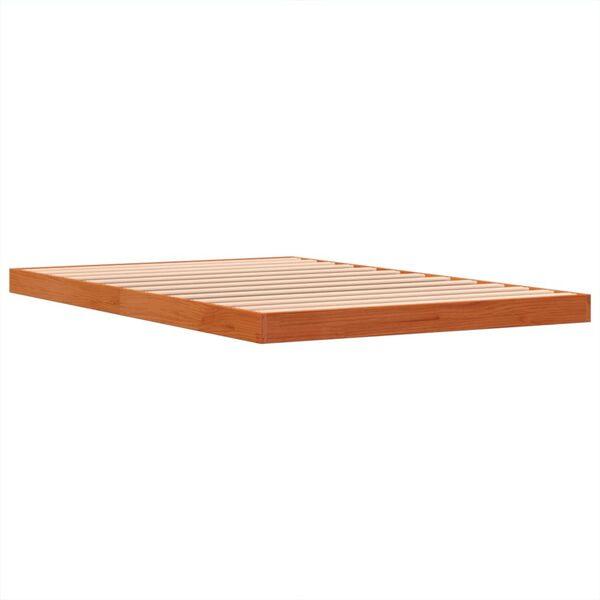 vidaXL Estrutura de cama 120x190 cm madeira pinho maci&ccedil;a castanho cera