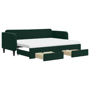 vidaXL Sof&aacute;-cama c/ gavet&atilde;o e gavetas 80x200cm veludo verde-escuro