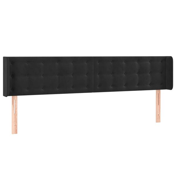 vidaXL Cabeceira de cama c/ abas veludo 163x16x78/88 cm preto
