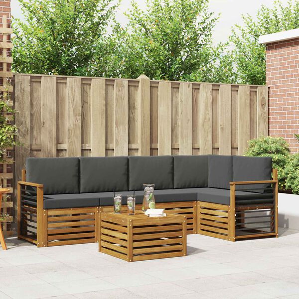 vidaXL Conjuntos de sof&aacute;s com almofada 6 pcs Natural e Antracite