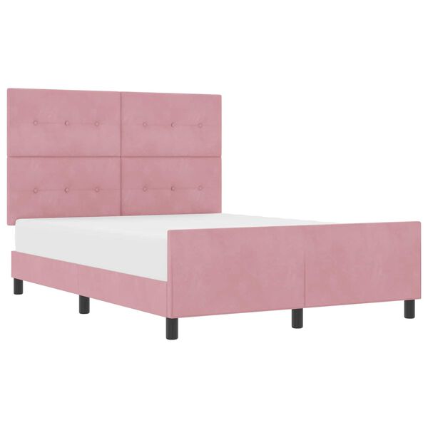 vidaXL Cama Box com cabeceira Rosa 160 x 200 cm Veludo