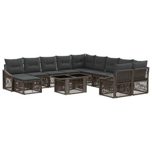 vidaXL Conjunto de Sof&aacute; de Jardim 12 unid. Cinza e Cinza Escuro