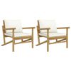 vidaXL Cadeiras de jardim 2pcs bambu com almofad&otilde;es branco nata