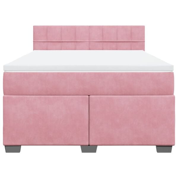 vidaXL Cama com molas/colch&atilde;o 140x190 cm veludo rosa