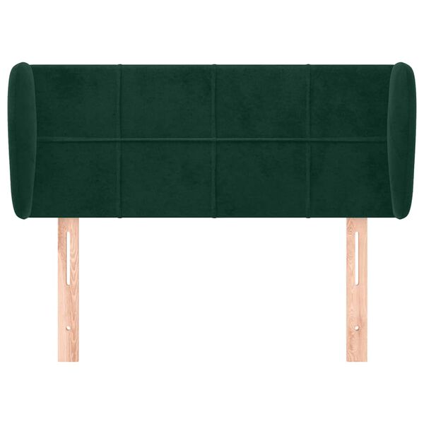 vidaXL Cabeceira de cama c/ abas veludo 103x23x78/88cm verde-escuro